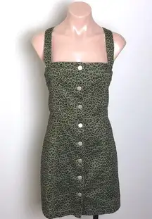 Emory Park Leopard Jumper Olive Green Button Front