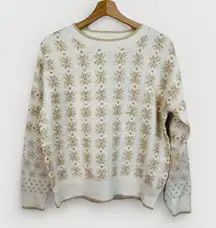 NWT Workshop Republic Clothing Womens Sweater Size M Fair Isle Cream Gold Cozy