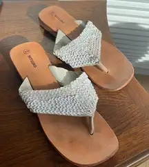 Cream Sequin Sandals