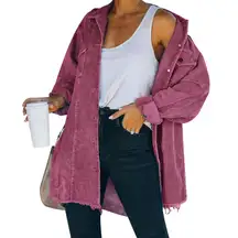 NWT Women’s Casual Oversized Corduroy Button Down Shirt Jacket Shacket – Small