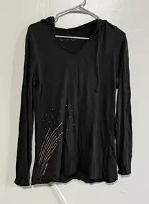 Life Is Good Long Sleeve Hoodie T-Shirt Lightweight Charcoal Women's Size M