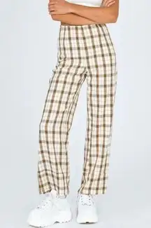 Princess Polly plaid high rise wide leg pants women's size XS 2