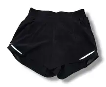 Lululemon Hotty Hot High Rise Shorts Black Reflective Athletic Women's Size 6