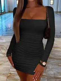 M- Women's Sexy Bodycon Long Sleeve Backless Party Mini Dress