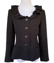 Vintage Neiman Marcus Exclusive black ruffle collar blazer 6