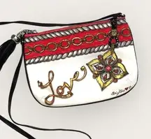 BRIGHTON Crossbody Purse Love Glitter & Go Canvas Tom Clancy Tassel Jewel Print