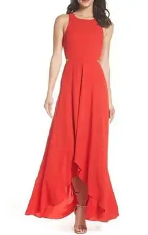 Ali & Jay Bohemian Rhapsody Red Cut Out Maxi Dress Gown Semi Formal Party