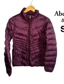 Abercrombie and Fitch Women's Puffer Jacket Lightweight Down Insulated Maroon S