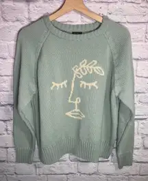 Pacsun desert dreamer‎ green boho style Crewneck sweater face women size medium