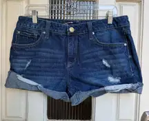 Seven7 Weekend Denim Shorts Blue Cotton Blend Zip Solid Size‎ 6