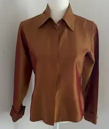 Express Shiny Gold/Copper Raw Silk Blouse sz 5/6 (M)