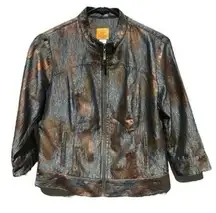 Ruby Rd metallic front zip jacket