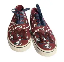 Mickey Mouse Disney Burgundy Canvas Sneakers Shoes With "M" Patch Size 9 NWOT