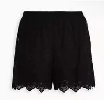 Torrid Pull-On Stretch Mesh Mid-Rise Short Womens Sz 1 1X Black Lace Embroidered