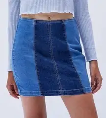 PacSun Colorblock Denim Mini Skirt in Dual Blue