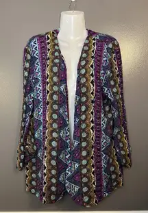 VINTAGE REQUIREMENTS Jacket Womens Large Multicolor Geometric Print Made USA 90s