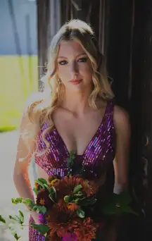 Sherri Hill Sequin Hot Pink & Purple Jumpsuit 