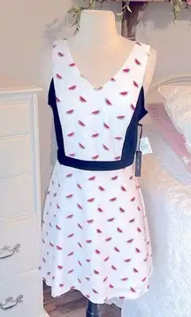 White Cut Out Watermelon Print Dress