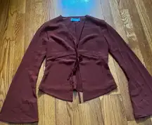 Tiger mist front tie flare sleeve long sleeve size XS