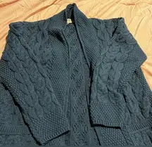 Aran Ireland Wool Navy Cable Knit Women's Sweater