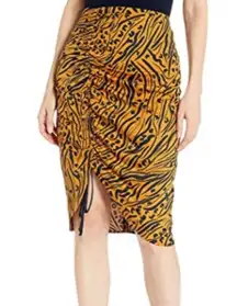 BCBGeneration Skirt Womens size 2 Bronze Black Tiger Print Ruched brand new