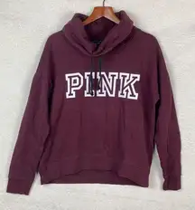 Pink by VICTORIA's SECRET Size M Burgundy Maroon‎ Funnel Cowl Neck Sweatshirt