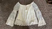 Cream Lace Long Sleeve Top