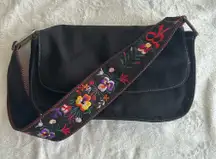 Nine West Black Floral Embroidered Shoulder Bag