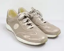 Mephisto Yael Runoff Womens Sz 9.5 Silver Metallic Leather Casual Shoes Sneakers
