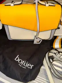 Botkier Cobble Hill Colorblock Yellow/Gray Crossbody leather Purse Multi Strap