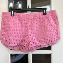LILLY PULITZER for Target Pink Eyelet Stretch Waist Shorts 100% Cotton Size XL