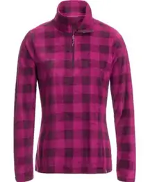 Avalanche Womens M Fairmont 1/4 Zip Fleece Jacket Plaid Pink‎ Black Outdoor