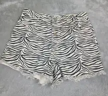 BDG Shorts Womens 28 White Black Zebra‎ Print Denim Cut Off High Rise Button Fly