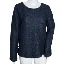Three Dots Sweater Womens Large Navy Blue Green Marled Preppy Casual Winter Wear