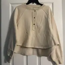 Altar'd State Cream Raglan Polo Sweatshirt