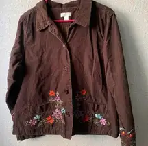 Christopher & Banks Sweater Jacket Women Large Floral Button Up Granny Core