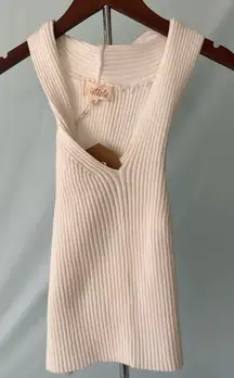 Listicle Cream Ribbed Knit Tank Size Large