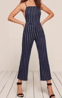 Reformation Navy and White Striped Jumpsuit