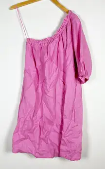 Xirena Pippa Mid Weight Linen Weave One Shoulder Mini Pullover Dress Cinder Rose