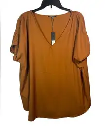 New glory v neck ruched sleeve blouse