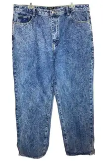 Pretty Little Thing Plus Vintage‎ Wash Split Hem Jeans Sz 16 90’s Grunge Denim