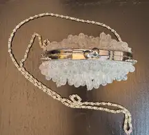 Dainty White Beaded Clutch