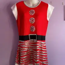 HOLIDAY Time Red Knitted Short Sleeve Elf or Santa Dress Size Large