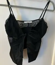 Black Abercrombie Tie Front Lace Top