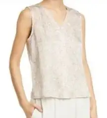 Eileen Fisher Prism Silk Tank Top Bramble Tan Minimalist Office Preppy Neutral