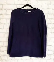 Talbots 100% Cotton Navy Blue Knit Sweater Medium