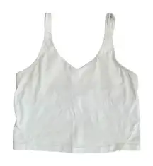 White Cropped Boxy Sporty Yoga Womens VNeck Tank Top Sz S