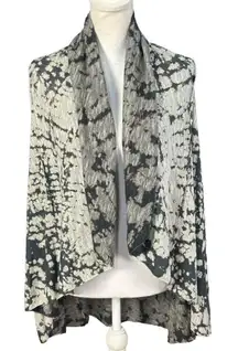 T Party Cardigan Size Small Boho Black Tie Dye Waterfall Open Artsy Festival
