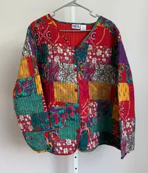VTG BFA Classics sz 2X Quilted Jacket Grannycore Patchwork Floral Lagenlook Boho