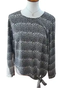 Talbots Black & White Knot Tie Top Size Large Business Class Meets Brunch Boss